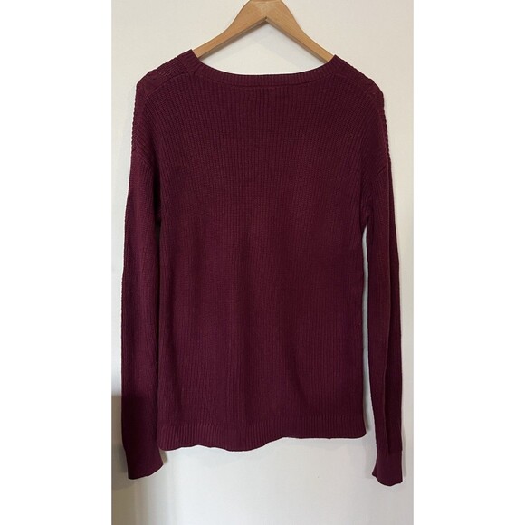 Banana Republic Maroon/Burgundy Oversized Crew Neck Knit Sweater Size XS - Picture 4 of 8